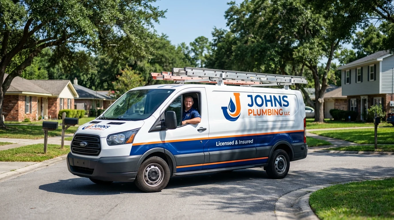 Johns Plumbing LLC service van in Greenville, GA