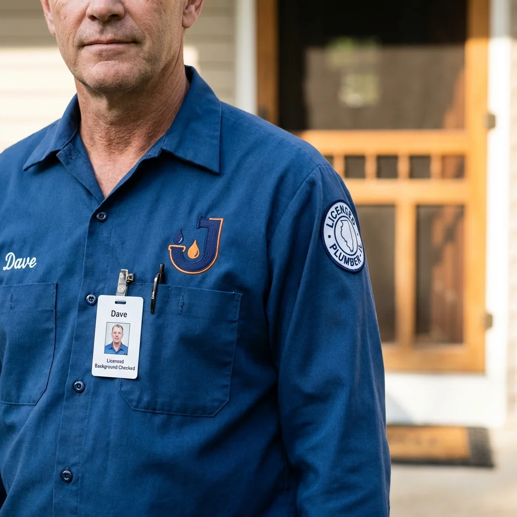 Licensed plumber showing ID badge in Greenville, GA