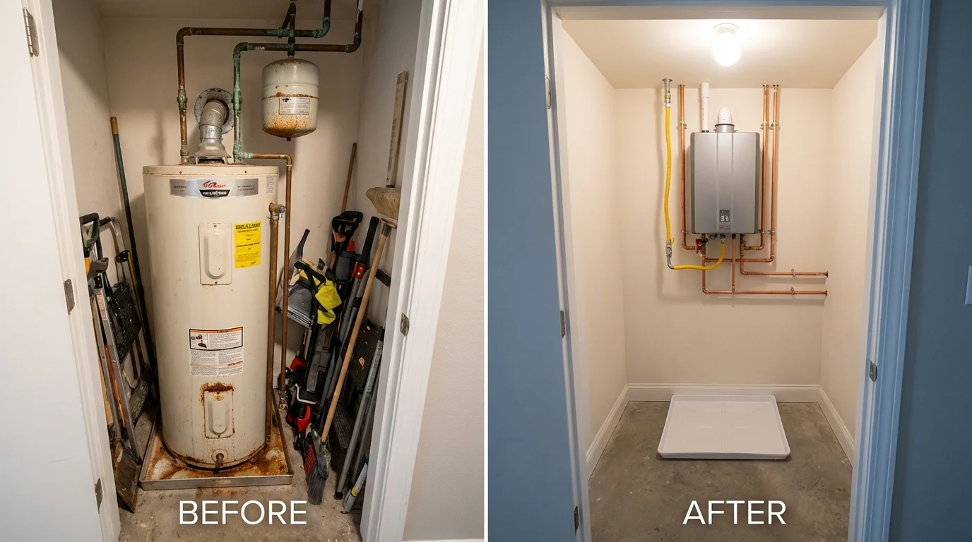 Tank water heater versus wall-mounted tankless unit comparison for Greenville, GA homeowners